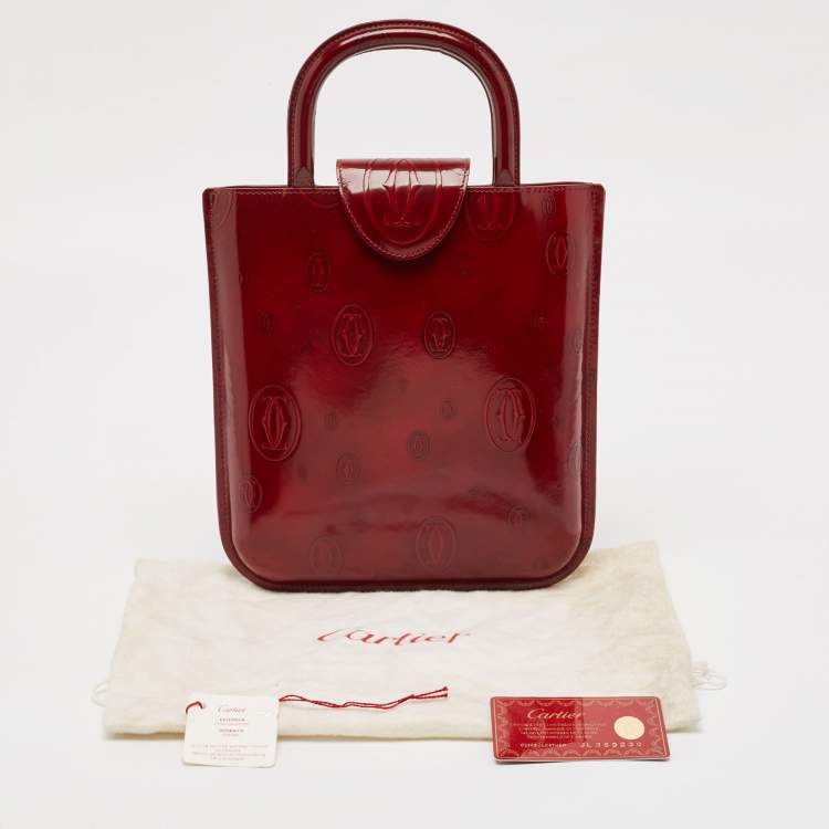 Pre Owned Cartier Red Glossy Leather Happy Birthday Tote