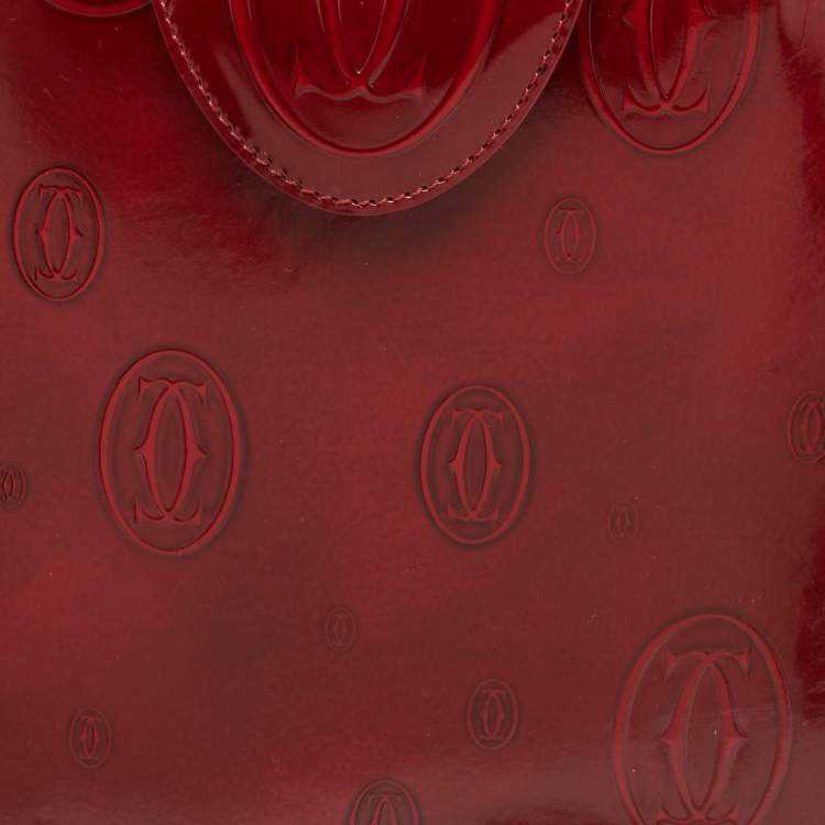 Pre Owned Cartier Red Glossy Leather Happy Birthday Tote