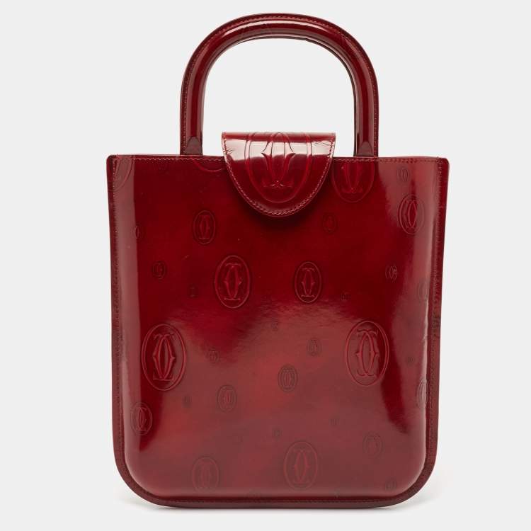 Pre Owned Cartier Red Glossy Leather Happy Birthday Tote