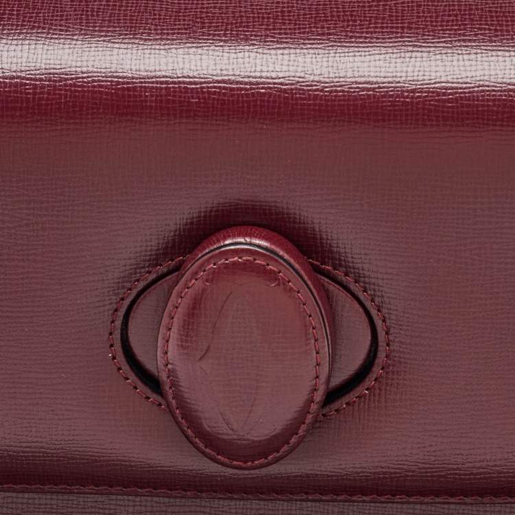Pre Owned Cartier Burgundy Leather Must de Cartier Flap Shoulder Bag
