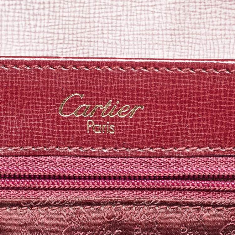 Pre Owned Cartier Burgundy Leather Must de Cartier Flap Shoulder Bag
