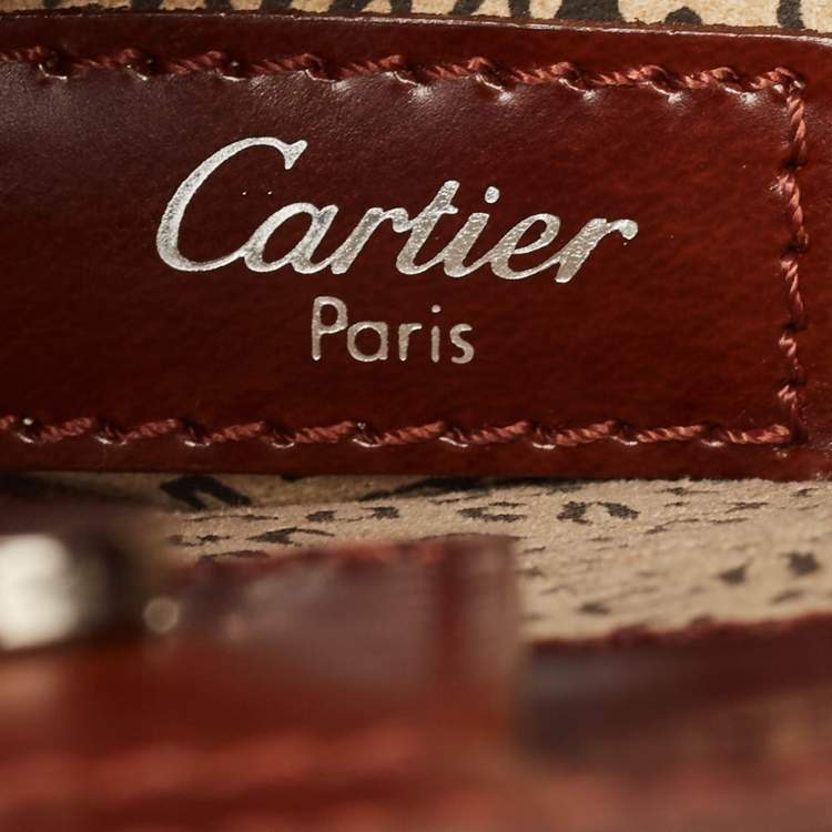 Pre Owned Cartier Brown Glossy Leather Panthere Chain Tote