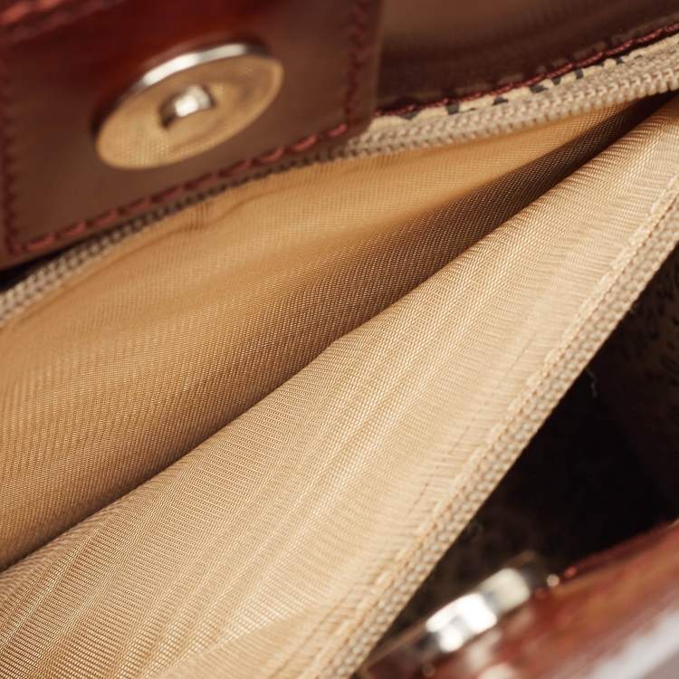 Pre Owned Cartier Brown Glossy Leather Panthere Chain Tote