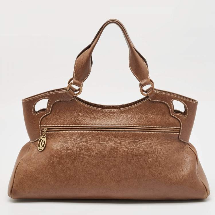 Pre Owned Cartier Brown Leather Marcello de Cartier Satchel