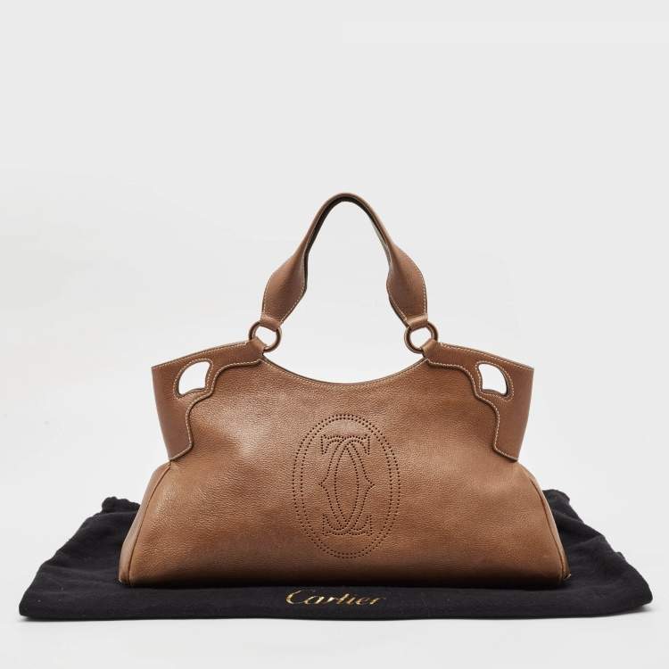 Pre Owned Cartier Brown Leather Marcello de Cartier Satchel