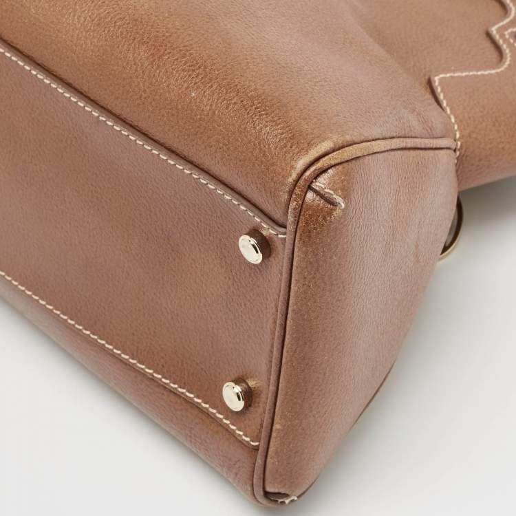Pre Owned Cartier Brown Leather Marcello de Cartier Satchel