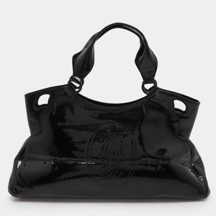 Pre Owned Cartier Black Patent Leather Large Marcello de Cartier Bag
