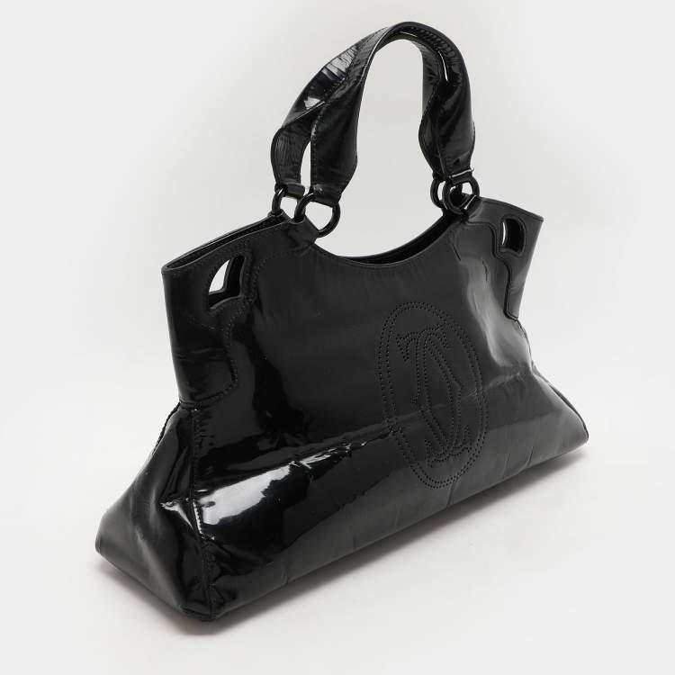Pre Owned Cartier Black Patent Leather Large Marcello de Cartier Bag