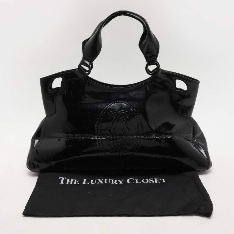 Pre Owned Cartier Black Patent Leather Large Marcello de Cartier Bag