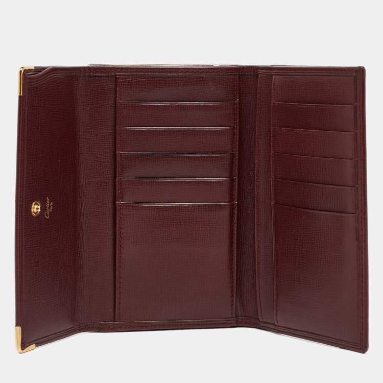 Pre Owned Cartier Burgundy Leather Must de Cartier Kisslock French Wallet