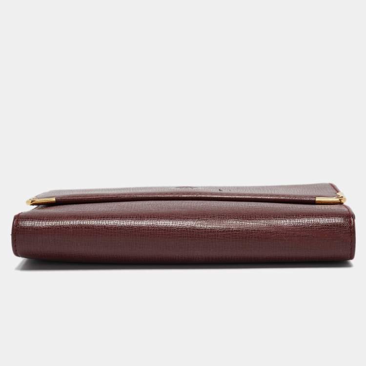 Pre Owned Cartier Burgundy Leather Must de Cartier Kisslock French Wallet
