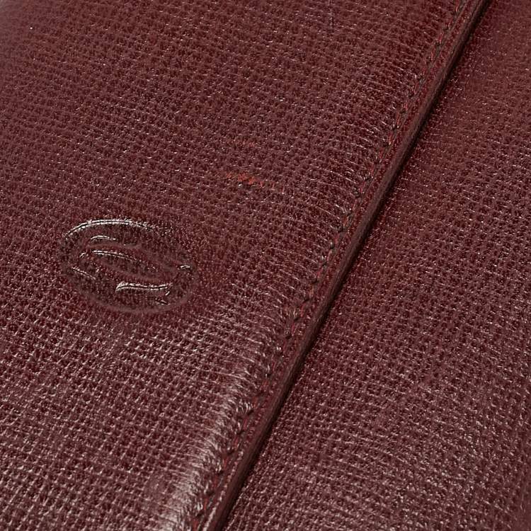 Pre Owned Cartier Burgundy Leather Must de Cartier Kisslock French Wallet