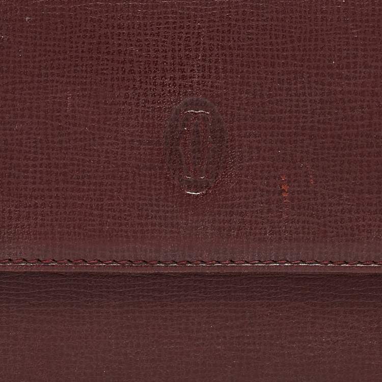 Pre Owned Cartier Burgundy Leather Must de Cartier Kisslock French Wallet