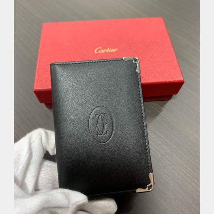 مملوكة مسبقًا Cartier Black Leather Calfskin Card Holder