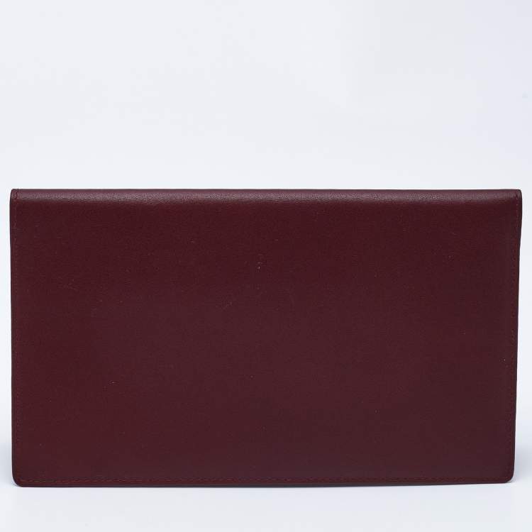 Pre Owned Cartier Burgundy Leather Must de Cartier Wallet Organizer 