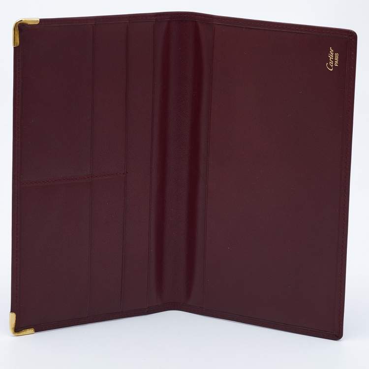 Pre Owned Cartier Burgundy Leather Must de Cartier Wallet Organizer 