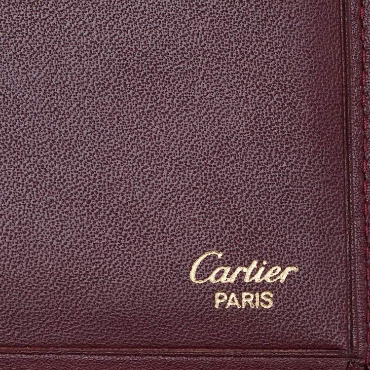 Pre Owned Cartier Burgundy Leather Must de Cartier Wallet Organizer 