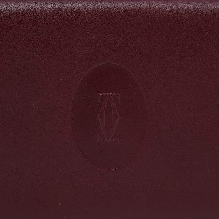 Pre Owned Cartier Burgundy Leather Must de Cartier Wallet Organizer 