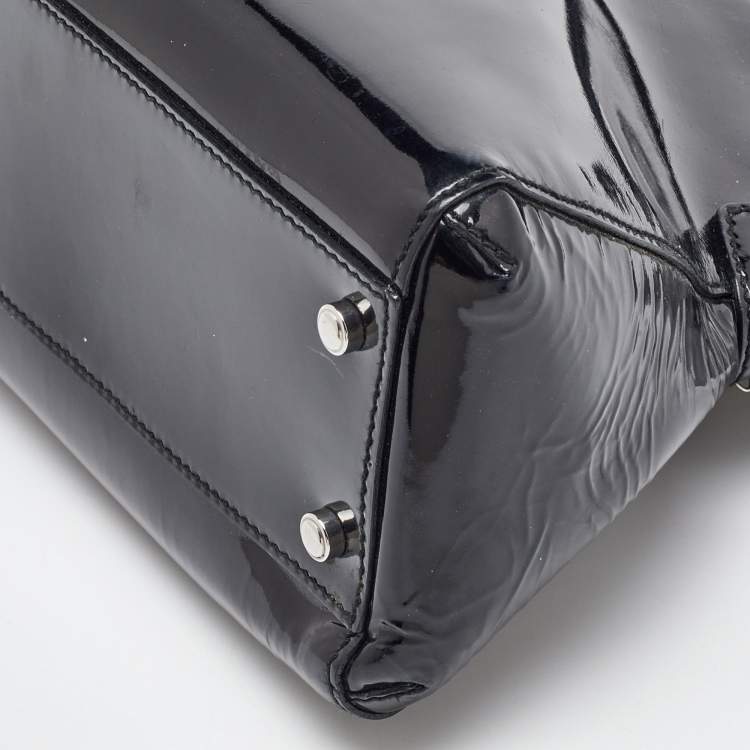 Pre Owned Cartier Black Patent Leather Small Marcello De Cartier Bag