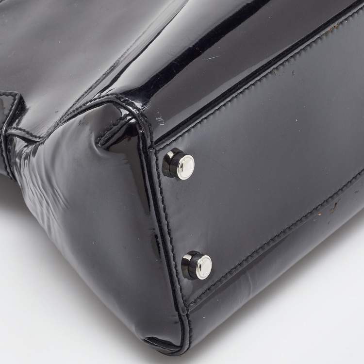 Pre Owned Cartier Black Patent Leather Small Marcello De Cartier Bag