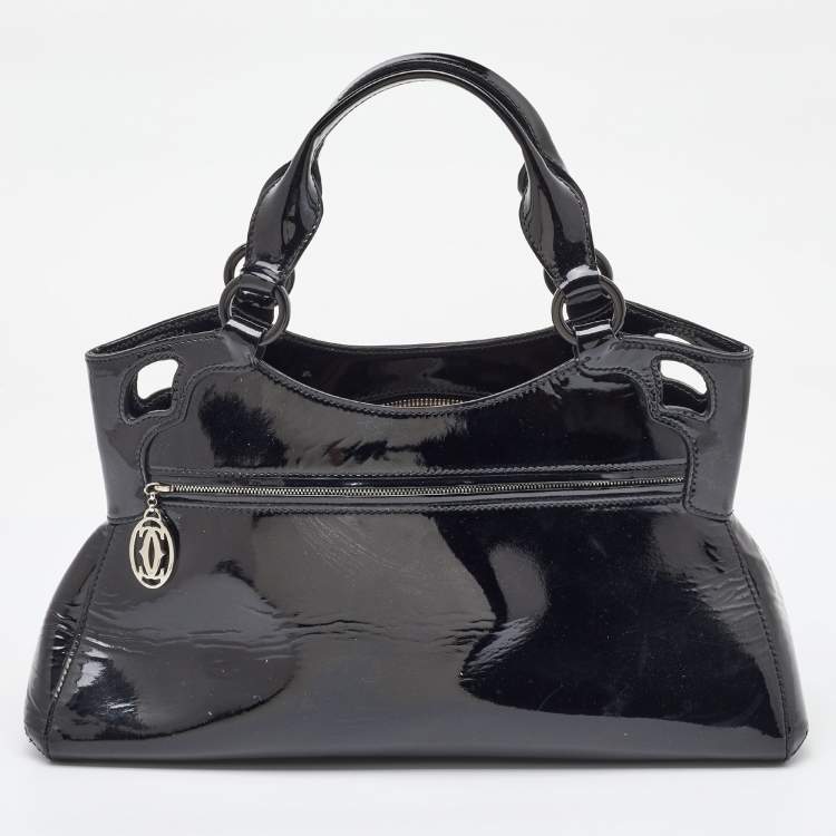 Pre Owned Cartier Black Patent Leather Small Marcello De Cartier Bag