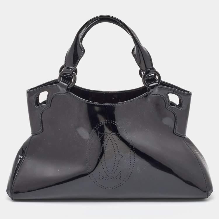Pre Owned Cartier Black Patent Leather Small Marcello De Cartier Bag