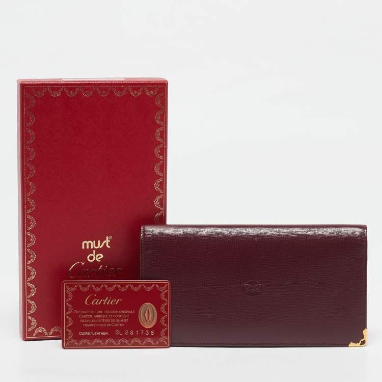 Pre Owned Cartier Red Leather Must de Cartier Continental Wallet