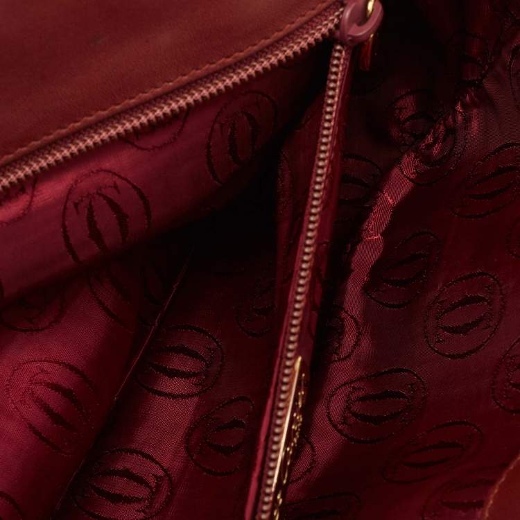 Pre Owned Cartier Red Leather Must de Cartier Clutch