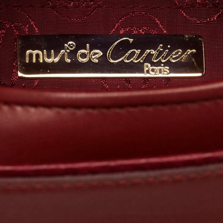 Pre Owned Cartier Red Leather Must de Cartier Clutch