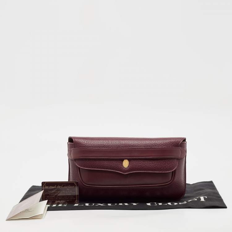 Pre Owned Cartier Red Leather Must de Cartier Clutch