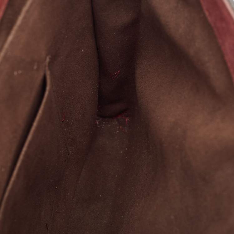 Pre Owned Cartier Burgundy Patent Leather/Suede and Snakeskin Classic Feminine Line Chain Bag