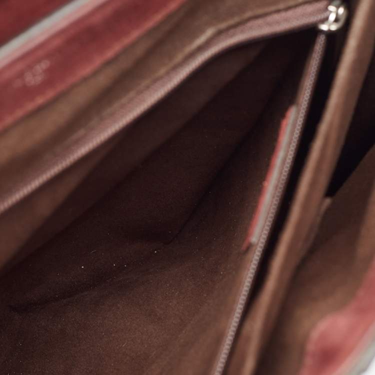Pre Owned Cartier Burgundy Patent Leather/Suede and Snakeskin Classic Feminine Line Chain Bag