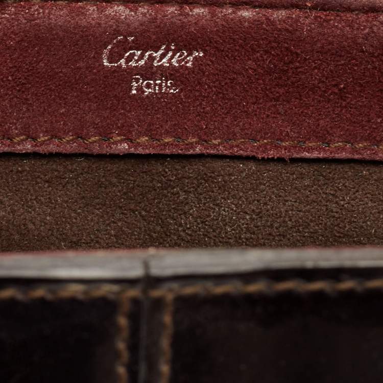 Pre Owned Cartier Burgundy Patent Leather/Suede and Snakeskin Classic Feminine Line Chain Bag