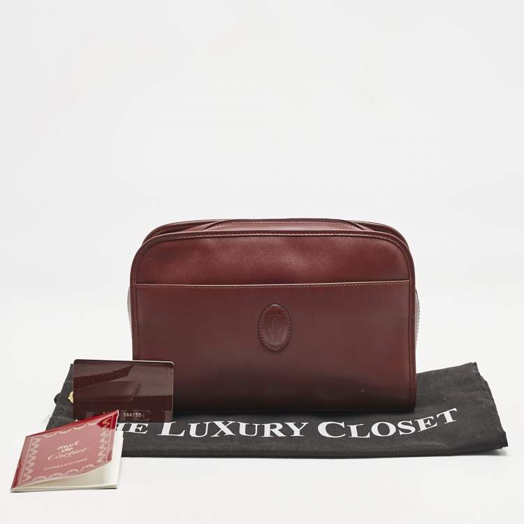 Pre Owned Cartier Burgundy Leather Le Must De Cartier Zip Pouch