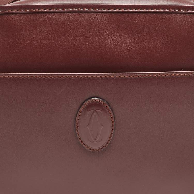 Pre Owned Cartier Burgundy Leather Le Must De Cartier Zip Pouch