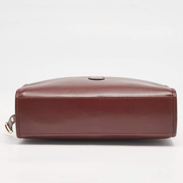 Pre Owned Cartier Burgundy Leather Le Must De Cartier Zip Pouch