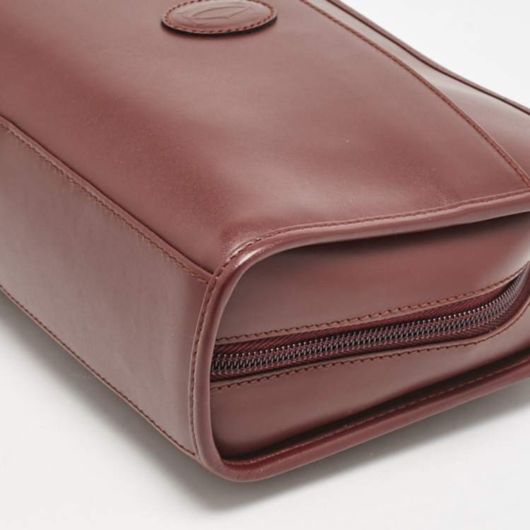 Pre Owned Cartier Burgundy Leather Le Must De Cartier Zip Pouch