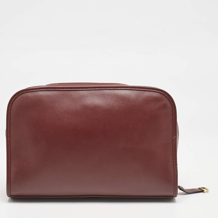 Pre Owned Cartier Burgundy Leather Le Must De Cartier Zip Pouch