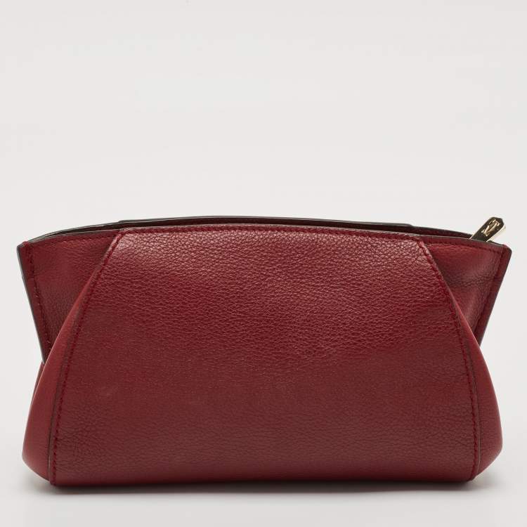 Pre Owned Cartier Red Leather C De Cartier Clutch