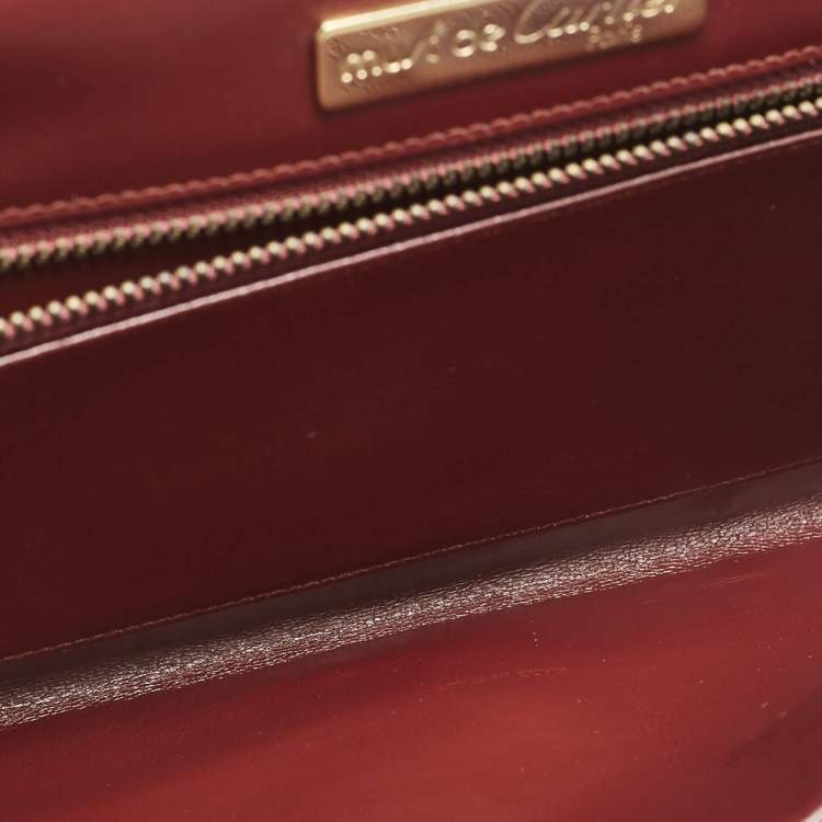 Pre Owned Cartier Burgundy Leather Vintage Les Must de Cartier Clutch