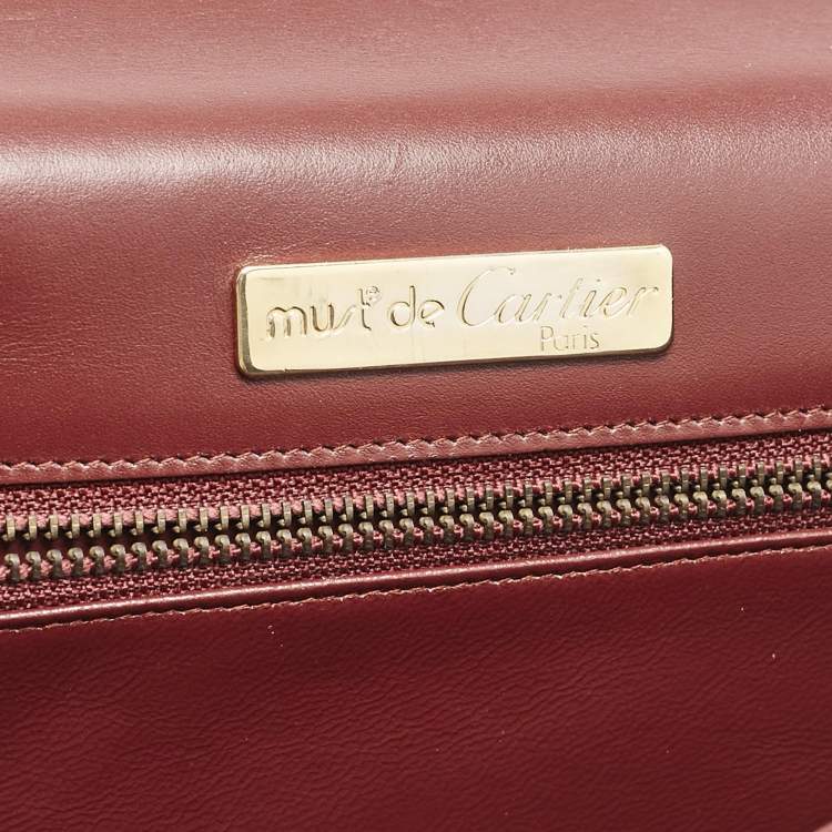 Pre Owned Cartier Burgundy Leather Vintage Les Must de Cartier Clutch