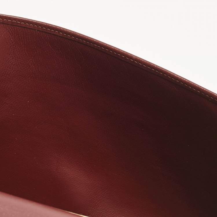 Pre Owned Cartier Burgundy Leather Vintage Les Must de Cartier Clutch