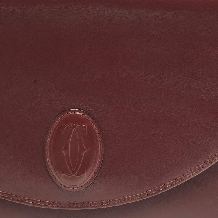 Pre Owned Cartier Burgundy Leather Vintage Les Must de Cartier Clutch