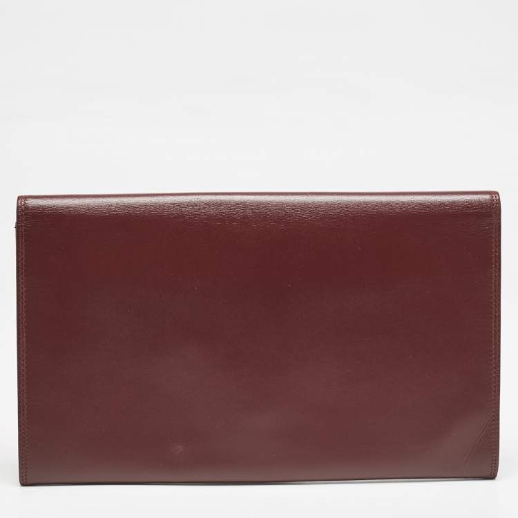 Pre Owned Cartier Burgundy Leather Vintage Les Must de Cartier Clutch