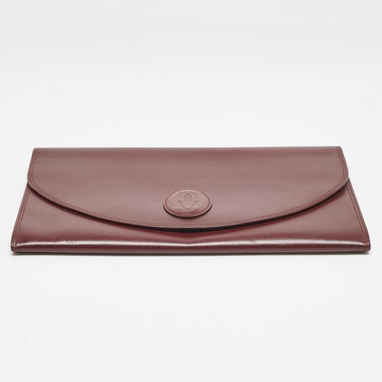 Pre Owned Cartier Burgundy Leather Vintage Les Must de Cartier Clutch