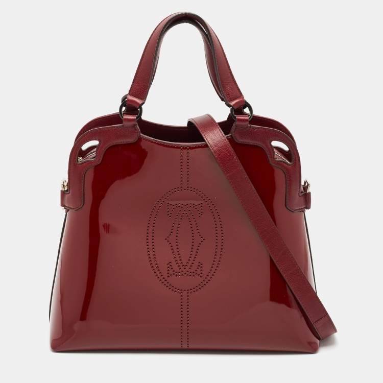 Pre Owned Cartier Burgundy Patent and Leather Marcello de Cartier Satchel