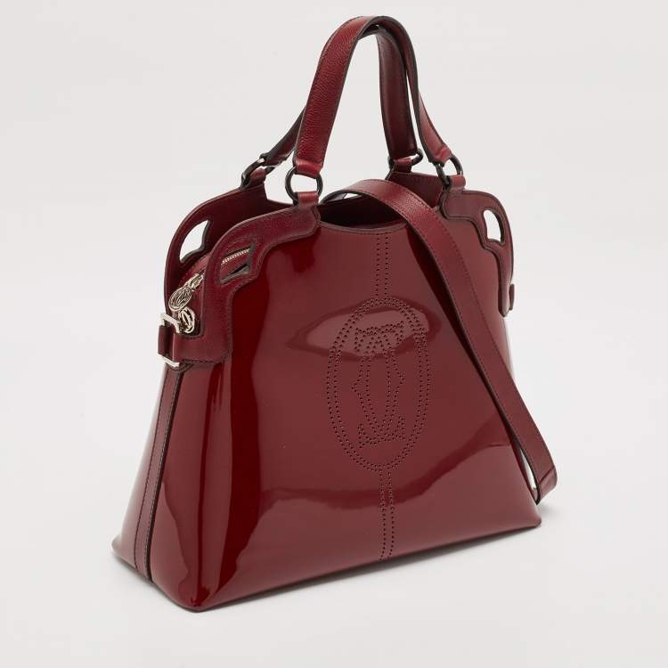 Pre Owned Cartier Burgundy Patent and Leather Marcello de Cartier Satchel