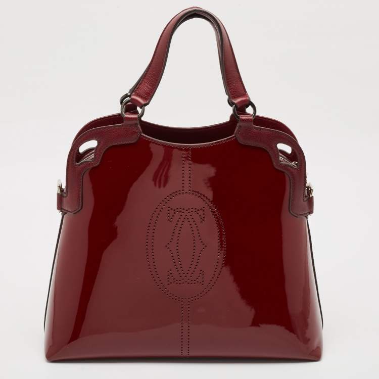 Pre Owned Cartier Burgundy Patent and Leather Marcello de Cartier Satchel