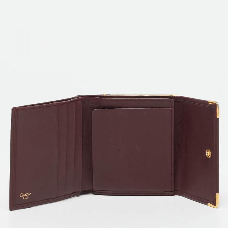 Pre Owned Cartier Burgundy Leather Must de Cartier Kisslock Wallet