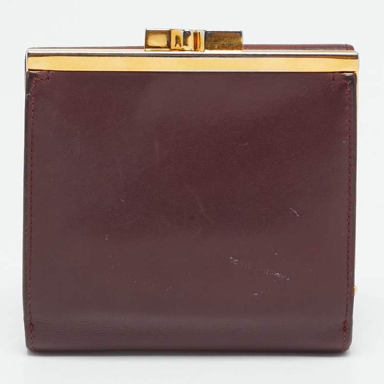Pre Owned Cartier Burgundy Leather Must de Cartier Kisslock Wallet